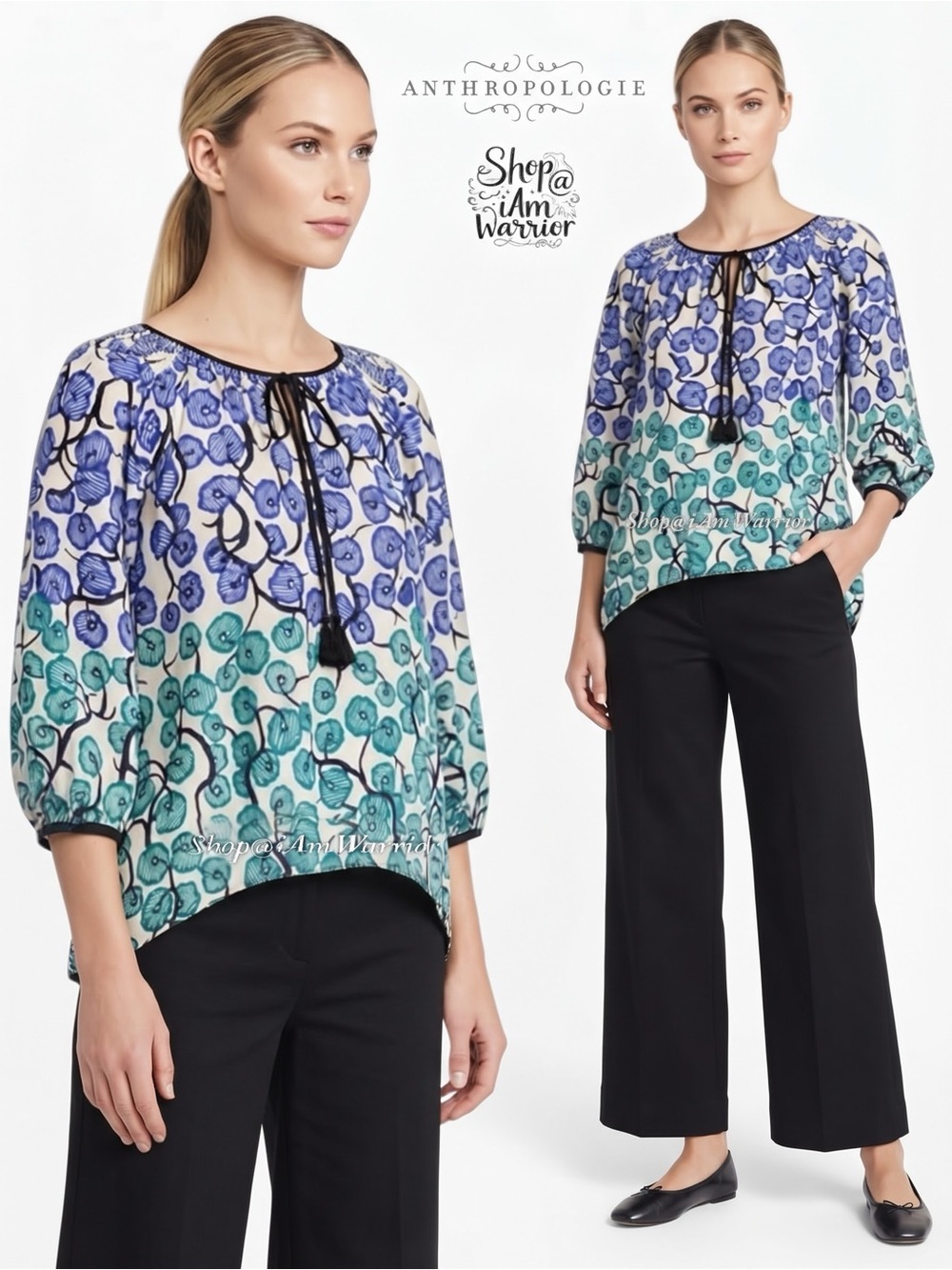 Anthropologie {Vanessa Virginia} floral bubble sleeve top *shop@iamwarrior